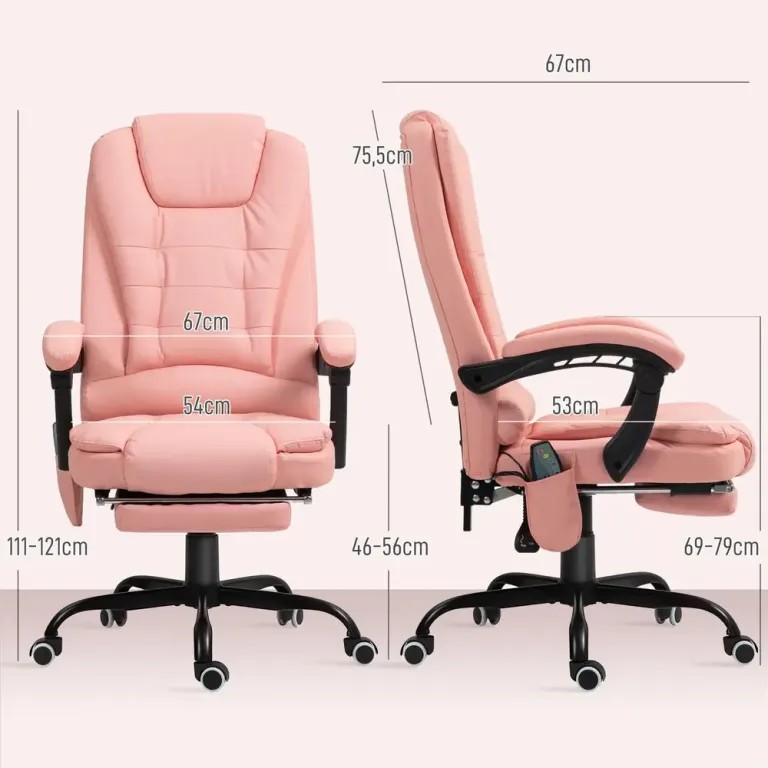 Kontorsstol Ergonomisk 7-Punktsmassage Rosa