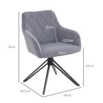 Matsalsstol Stoppad Stol med Armstöd Stålgrå av Sammetslook ve Metall för Kök ve Vardagsrum Köksstol i Retrodesign 58 x 60,5 x 79 cm
