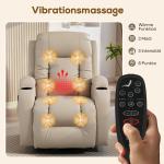 Massagestol Roterbar Gräddvit Konstläder för Vardagsrum Relaxfåtölj med Värme och Gungfunktion 3 Program Bekväm Vila