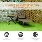 Hopfällbar Solsäng med Soltak, Justerbar Trädgårdssäng med Läsfönster, Bekväm Strandstol i Oxford-Tyg, Brun, 190 x 56 x 28 cm