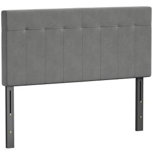 Sänggavel 3 Nivåer Justerbar Grå Sammet och Metall för Dubbelsäng 140 cm Mjuk Stoppning Modern Design 140x10x126 cm