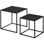 Satsbord i 2 Delar, Moderna Soffbord med Stålram, Stapelbara Sidobord för Vardagsrummet, Svart, 120 x 59 x 45 cm