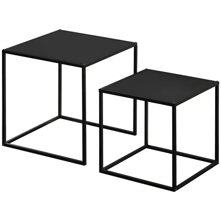 Satsbord i 2 Delar Soffbord med Stålram 120 x 59 x 45 cm