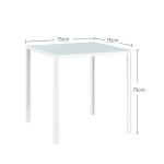 Matbord Köksbord Vit av Härdat Glas och Metall för Kök och Matsal Fyrkantigt Bord för 4 Personer 75 x 75 x 75 cm