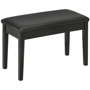 Pianobänk Pianopall Svart av Trä och Konstläder för Musiker och Skola Höjdjusterbar med Förvaringsutrymme Bekväm Sittdyna 75 x 35 x 49 cm