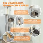 Katträd 160 cm Ljusgrå Plysch och Sisal för Katter Högt Klösträd med Dubbla Kojor och Hängmatta Rymlig Klösmöbel för Flera Katter Stabil och Mjuk