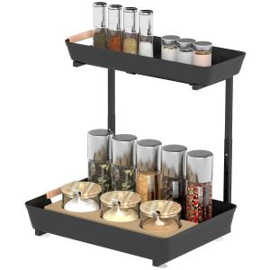 Höjdjusterbar Kökshylla med 2 Korgar, Kaffebar, 40x30x33,5-42 cm