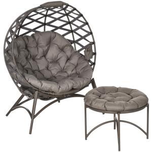 Hopfällbara Trädgårdsstolar 2-Pack, Bekväma Solstolar med Sidobord, Justerbar Ryggstöd för Avkoppling, Sand, 118 x 75 x 142 cm