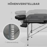 Hopfällbar Massagebänk 2-Zon, Professionell Behandlingsbänk med Justerbar Höjd, Portabel Bänk för Spa och Salong, Svart, 130 kg
