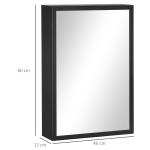 Kleankin Spegelskåp Badrumsskåp Svart av Metall och Glas för Badrum 3 Våningar Medicinskåp Väggskåp 40 x 12 x 60 cm