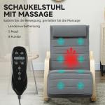 Gungstol med Massagefunktion, Ländryggsvärme, 3 Lägen och Tygöverdrag, Grå