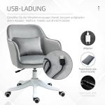 Snurrbar Massagestol för Kontor, Ergonomisk Skrivbordsstol med Ländkudde, Bekväm Arbetsstol med Massagefunktion, Grå