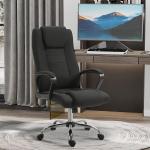Kontorsstol med Vippfunktion och Nackstöd, Ergonomisk Skrivbordsstol, Vridbar, Linne, Svart, 62 x 76 x 110–119 cm