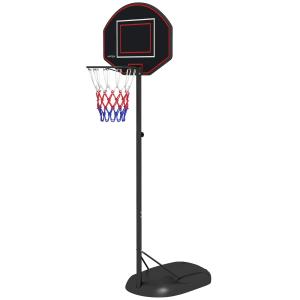 Basketkorg Basketstativ Svart av Stål för Utomhusbruk Höjdjusterbar med Hjul och Splittersäker Bakvägg 221-282 cm