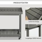 Serveringsvagn för Utomhusbruk, Rullbar Grillvagn med Handdukshållare, Praktisk Avlastningsyta för Trädgård, Natur, 87 x 50 x 80 cm