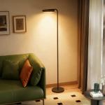 Golvlampa LED med Fjärrkontroll Svart Metall och Silikon för Läshörna och Vardagsrum Flexibel Lampa med Justerbar Ljusstyrka och Färg Modern