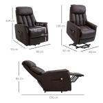 Elektrisk Ståstol TV-Stol med Ståhjälp Relaxstol med Liggfunktion Konstläder Brun 80 X 94 X 104 Cm