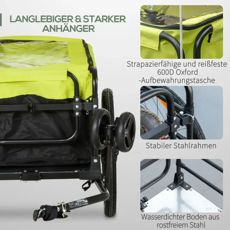 Cykelkärra och Transportvagn 130x64x103 cm, Gul och Svart