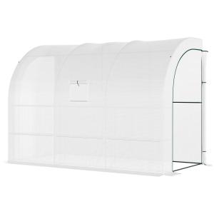Växthus Tomathus Filmväxthus med Hyllor Vit av Stål och Plast för Balkong och Trädgård Vintersäkert Växthus 300 x 150 x 213 cm