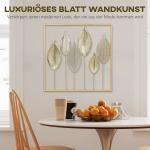 Väggdekoration Löv Guld Metall för Vardagsrum och Sovrum Väggkonst i Modern Stil Elegant Inredning med Naturmotiv