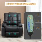 Elektrisk Massagestol i Konstläder, Bekväm TV-Fåtölj med Värme och Vibration, Ergonomisk Design för Avkoppling, Svart, 94 x 99 x 99 cm