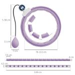 Smart Hula Hoop för Vuxna med Viktkula och Räknare samt 16 Knutar för Träning Ergonomisk och Stabil Violett Plast 76–113 cm
