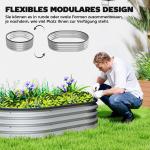 Odlingskrage Metall 2-pack Oval Silver Galvaniserat Stål för Trädgård Planteringslåda med Gummilist Robust och Väderbeständig 135x90x30 cm