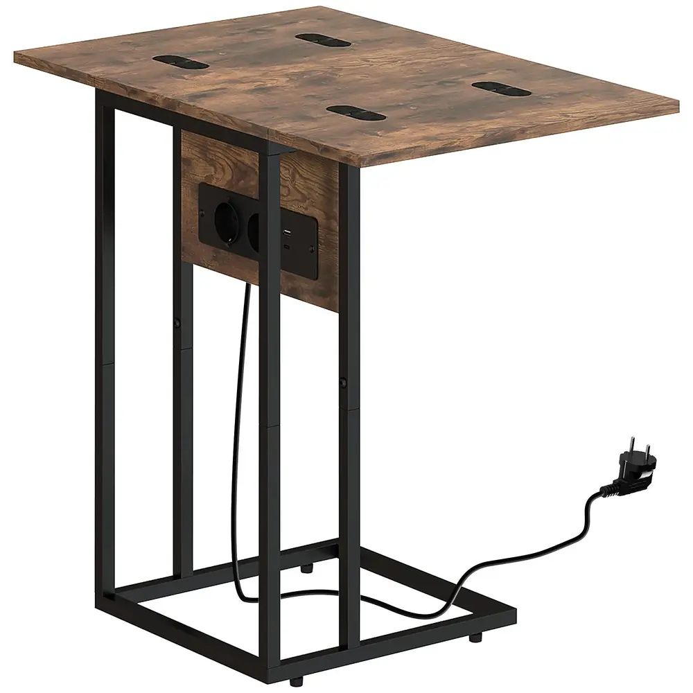 Sidobord Hopfällbart med USB-Portar 39 x 29 x 57 Cm