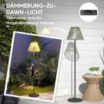 Solar Golvlampa Rottinglampa med Ljussensor Natur av Rotting för Trädgård och Balkong Boho Stil Lampa med 25 LED Ø 33 x 135 cm