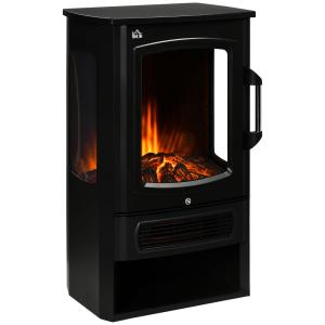 Elektrisk Kamin i Trälook, Fristående Värmare med LED-Eld, Klassisk Design för Vardagsrummet, Brun, 44,5 x 32 x 74 cm, 2000 W