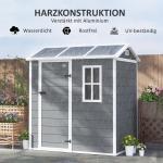 Verktygsbod Redskapsbod med Sadeltak Grå av Plast för Bakgård Väderbeständigt Skjul med Fönster 2,1 m² 186 x 130 x 199 cm