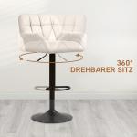 Set med 2 Barstolar, Retrodesign, Höjdjusterbar, Konstläder och Linnelook, Kräm + Svart
