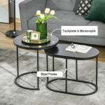 Satsbord i 2 Delar, Moderna Soffbord i Oval Form, Stapelbara Sidobord för Vardagsrummet, Svart, 50 cm