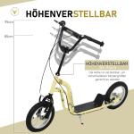 Barnskoter från 5 År Sparkcykel Stadsskoter 12 Tum Pneumatiska Däck Gummisparkbräda för Säkert Körkul