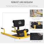 Sissy Squat Bänk Stabil Gul Svart Stål för Benträning och Magträning Justerbar 3 i 1 Trainer Upp till 120 kg 50 x 97 x 44,5–56,5 cm