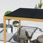 Pergola Trädgårdspaviljong Natur av Aluminium och Tyg för Gård och Balkong Justerbart Tak med UV-Skydd Altanskydd 3 x 3 m