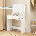 Sminkbord med Spegel Vit Spånskiva för Sovrum Kompakt Sminkbänk med 3 Lådor Modern Design
