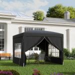 Lusthus Paviljong Pop-Up Partytält Svart av Polyester och Metall för Trädgård och Camping Vattentåligt Gazebo med UV-Skydd 3 x 3 m