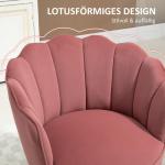 Klädd Matsalsstol i Rosa Tyg, Bekväm Kökstol med Ryggstöd och Träben, Elegant Fåtölj för Vardagsrum, Rosa, 66 x 72 x 79 cm