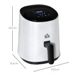 Varmluftsfritös med 7 Program, Kompakt Airfryer för Hälsosam Matlagning, LCD-Display och Non-Stick Korg, Vit/Svart, 33,9 x 24,9 x 29,9 cm, 2,5 l