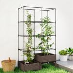 Odlingslåda med Spaljé Stor Svart Plast för Utomhusbruk och Trädgård Blomlåda med Klätterstöd och Dränering Väderbeständig 100 × 50 × 174 cm
