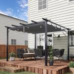 Pergola med Skjutbart Tak, Modern Trädgårdspaviljong i Aluminium, Justerbart Solskydd för Uteplatsen, Kolgrå, 3 x 3 m