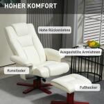Relaxstol TV-Stol med Pall och Vippfunktion Krämvit av Konstläder och Metall för Vardagsrum Justerbar Liggstol Kapacitet 150 kg