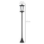 Gatubelysning Solcellslampa Svart av ABS för Utomhusbruk Vattentät LED Lampa med Ljussensor 17 x 17 x 127 cm