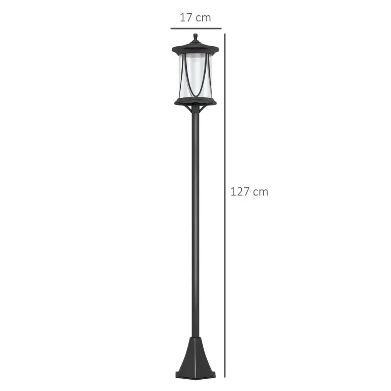 Gatubelysning Solcellslampa Svart av ABS 17 x 17 x 127 cm