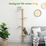Kattklöspelare med 5-våningsdesign, Leksaker, Sisalstolpar och Plyschtyg, Ljusgrå