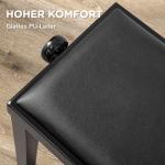 Justerbar Pianopall i Konstläder, Bekväm Pianobänk med Förvaring, Ergonomisk Sittplats för Musiker, Svart, 63 x 33 x 45-56 cm