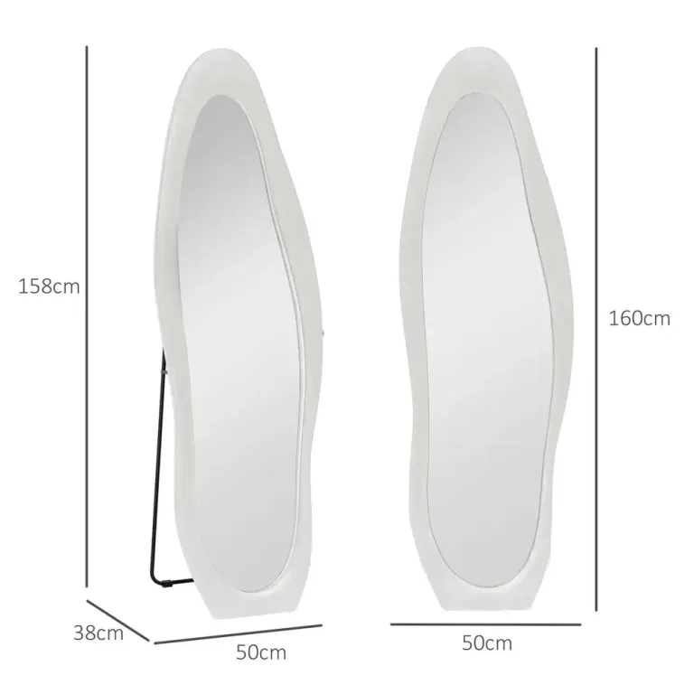 Väggspegel Helfigursspegel Vit av Glas 50 x 160 cm