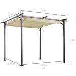 Pergola Lusthus 3 X 3 M Vattentät med Skjuttak och UV-Skydd Aluminium för Trädgård och Terrass Beige