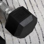 Hexagon Hantlar 2-Pack i Gjutjärn, Gummerade Vikter med Räfflat Grepp, Ergonomiska Hantlar för Styrketräning Hemma, Svart, 2 x 10 kg